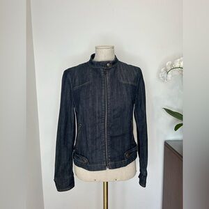 BANANA REPUBLIC - Moto Dark Denim Jacket Size PS